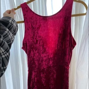 Red Velvet Material Mid-Thigh Length Dress